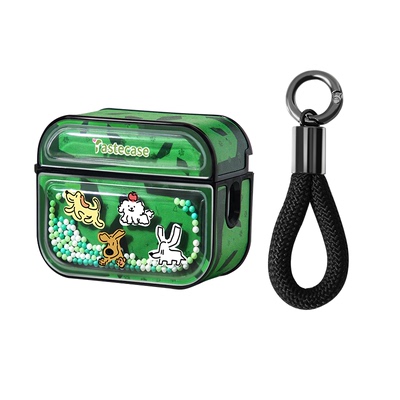 绿色可爱小狗泡泡珠磁吸耳机套