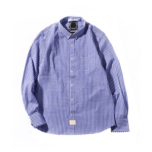 RADIUM春秋 潮牌余文乐日系复古 小格子衬衫男 千鸟格修身衬衫男