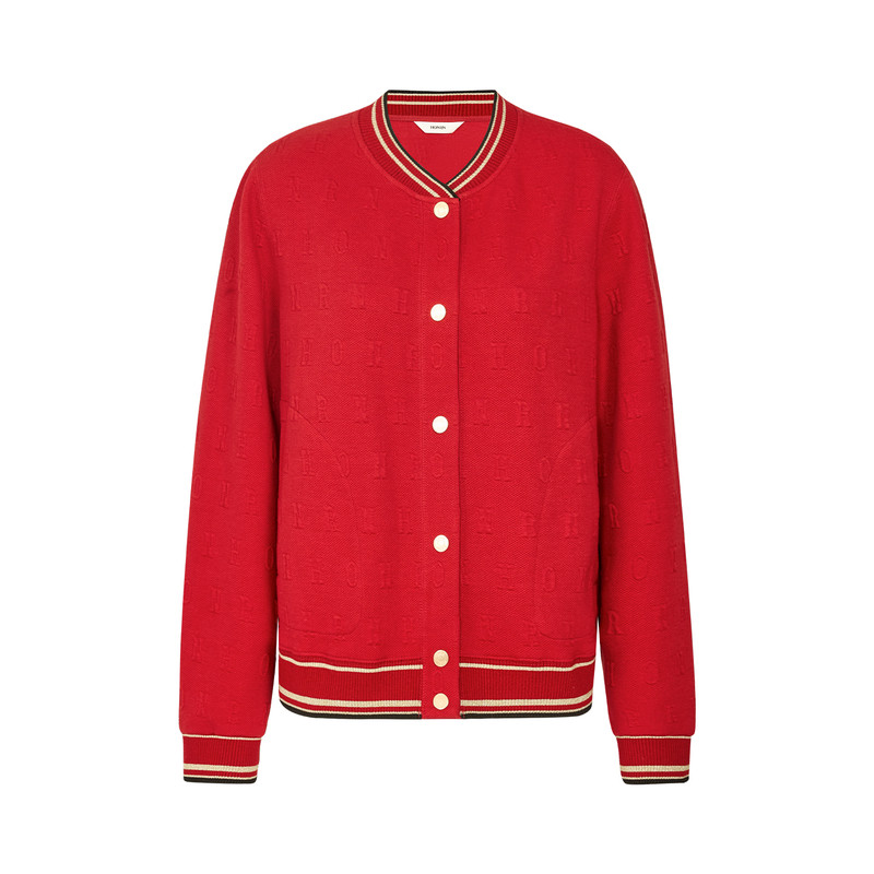 HONRN/红人红色棒球服针织开衫
