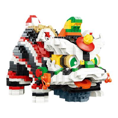 拼插积木成人礼物摆件小颗粒醒狮