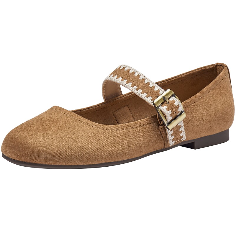 热风玛丽珍鞋女2026年春季新款红色浅口单鞋平底鞋女鞋H07W26107