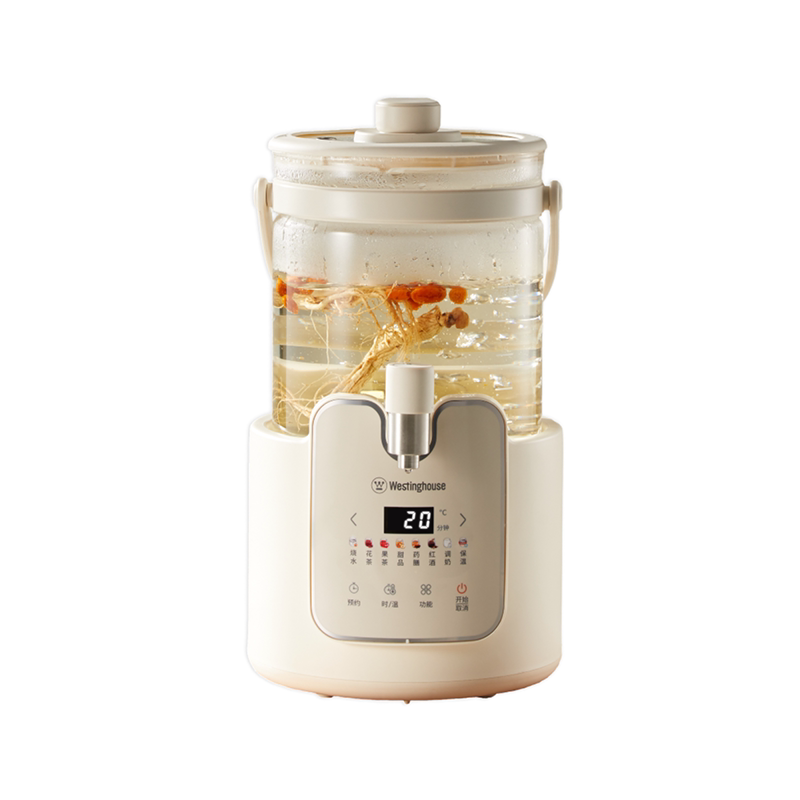 西屋全玻璃水龙头花茶桶养生壶3L