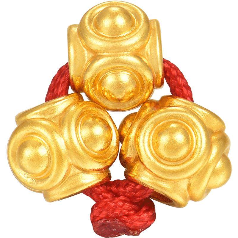 明牌珠宝聚金纳祥硬金串珠 黄金几何小金砖彩珠手串转运珠AFP1424