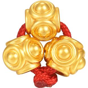 明牌珠宝聚金纳祥硬金串珠 黄金几何小金砖彩珠手串转运珠AFP1424