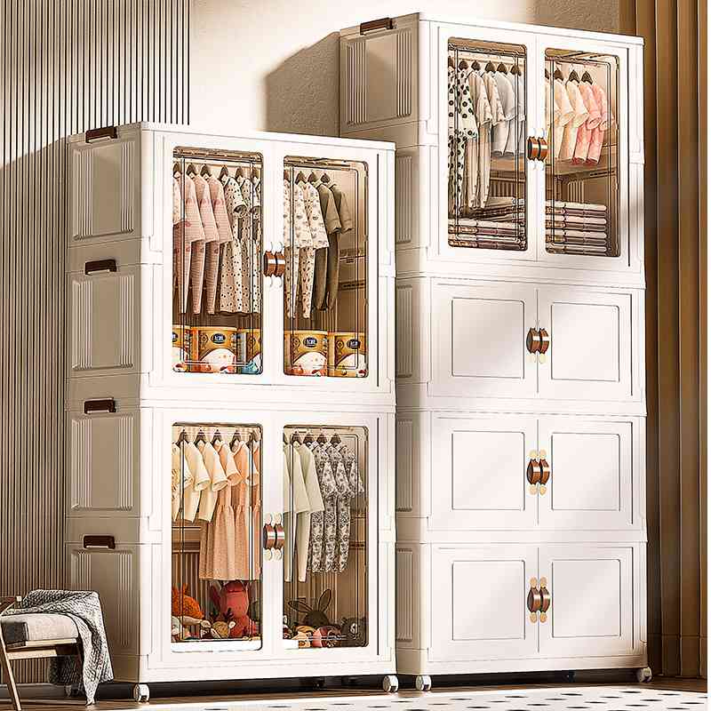 宝宝衣柜婴儿童衣服收纳柜简易免安装塑料储物柜子家用卧室小衣橱