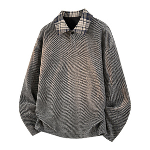 班尼路SK套头卫衣男春季新款潮牌美式上衣宽松翻领polo衫外套男YS