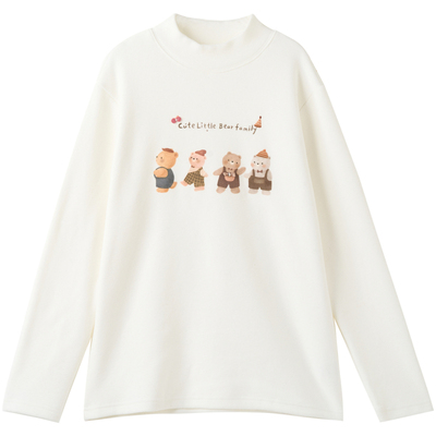 韩版小熊印花德绒半高领打底衫