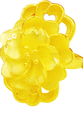 镀黄金戒指女大花朵指环耐磨沙金