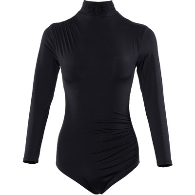 高领长袖保守防晒拉链连体泳衣
