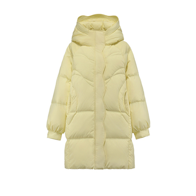 大码女装中长款保暖连帽羽绒服冬