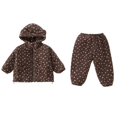 女童珊瑚绒三层夹棉家居服套装