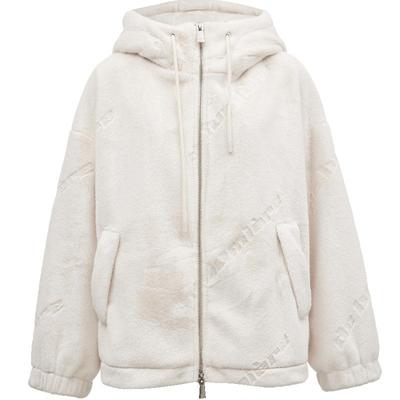 ONLY连帽落肩环保皮草棉服