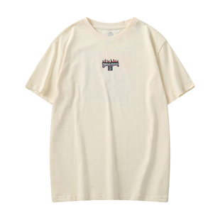 STC火焰滑板支架短袖美式高街宽松男女百搭情侣上衣国潮夏季T恤