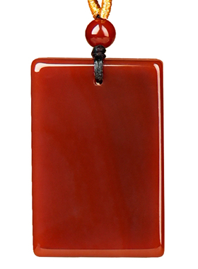 天然红玛瑙项链无事牌吊坠男女款