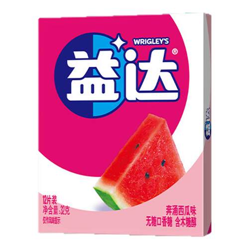 益达口香糖无糖口香糖12片4盒西瓜多水果口味口气清新糖果零食