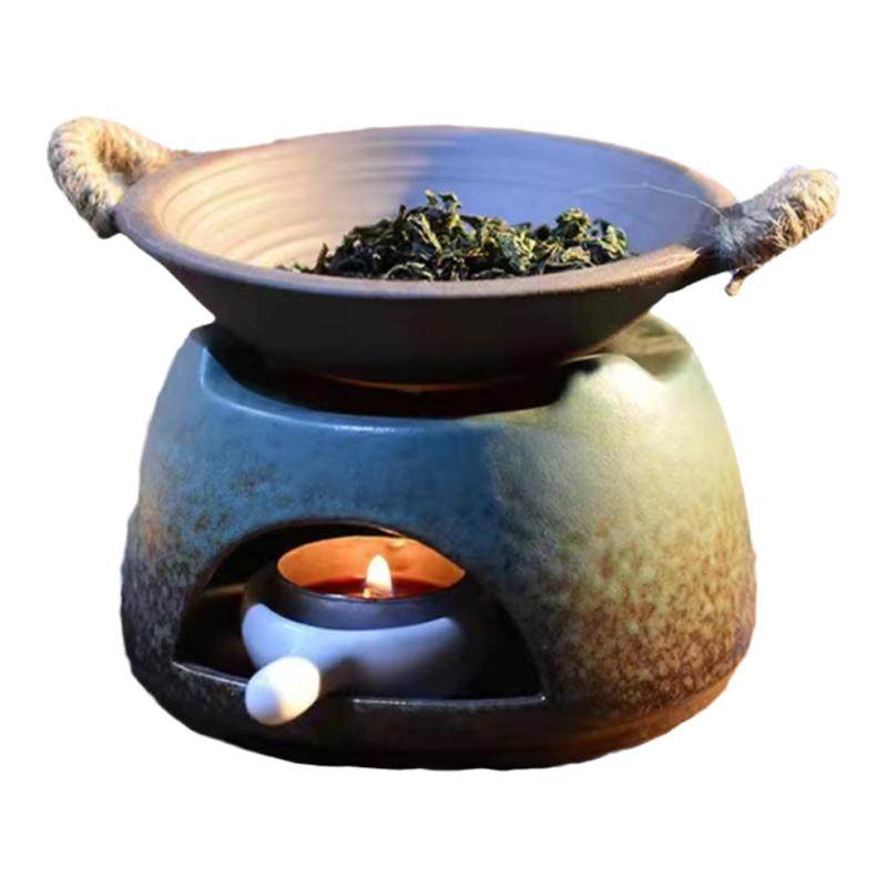 日式粗陶蜡烛烘茶炉香薰烤茶炉陶瓷茶叶提香器功夫茶具醒茶温茶炉