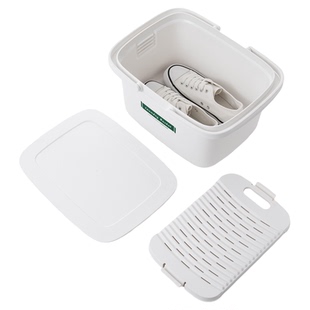 霜山方形水桶家用提水桶加深浸泡盆带搓衣板洗衣盆手提带盖塑料桶