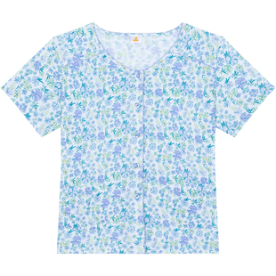 铜牛纯棉汗布半袖开襟女衫 春夏新花色家居短袖衫睡衣上衣女VS264