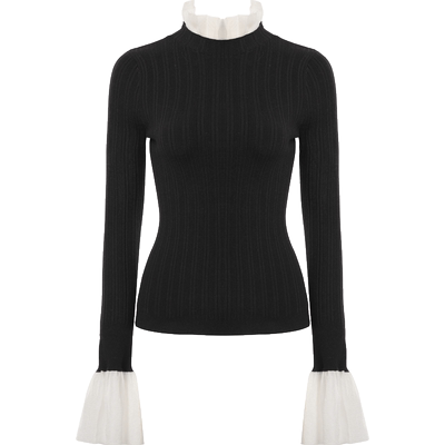 DPLAY花边领针织衫法式打底衫