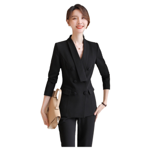 诗璐雅黑色西装套装女士秋冬时尚高端职业正装酒店大堂经理工作服