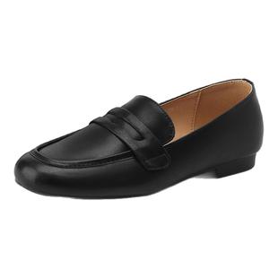 达芙妮乐福鞋女款春季2026新款黑色小皮鞋平底职业通勤一脚蹬单鞋
