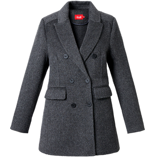 双面羊绒大衣女中长款春秋西装领中年妈妈修身高端垫肩羊毛呢外套