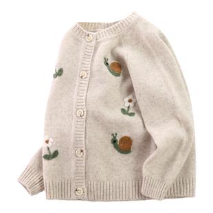 秋冬新款开衫女童山羊绒针织衫宝宝上衣外套圆领中小童儿童羊绒衫