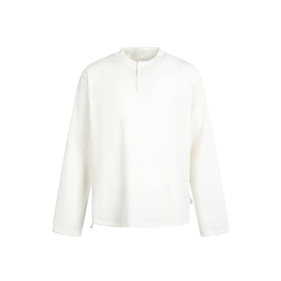 Dream made老钱风树枝肌理亨利领长袖T恤男春秋季打底衫内搭上衣