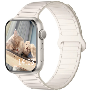 适用苹果S11手表S10表带iwatch9/8/7/6/5/SE3装甲款回环硅胶磁吸applewatch腕带男女生ultra3运动防水替换带