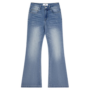 【孟子义同款】Called Back微喇牛仔裤女2026春季高腰做旧喇叭裤