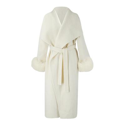 SYT现货狐狸毛袖子双面羊毛外套