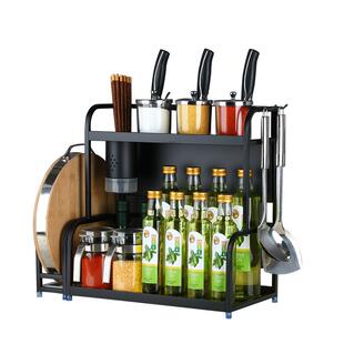 不锈钢调味料置物架厨房台面多层收纳架多功能厨具油盐酱用品刀架