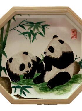 高档非遗刺绣蜀绣双面绣摆件熊猫文创中国特色礼物送老外伴手礼物