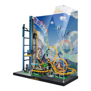 适用乐高10303翻滚过山车展示盒亚克力防尘罩展示柜灯饰灯光灯组