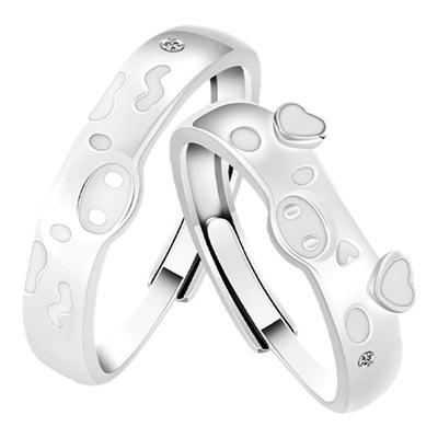 KOOKISS心动猪猪S925银情侣对戒