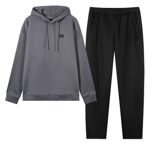 安踏官方旗舰店正品青少年套装男款2026新款连帽卫衣直筒裤运动服
