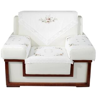 唯米5154简约白色蕾丝商务区办公会议室单人位会客沙发靠背巾罩套