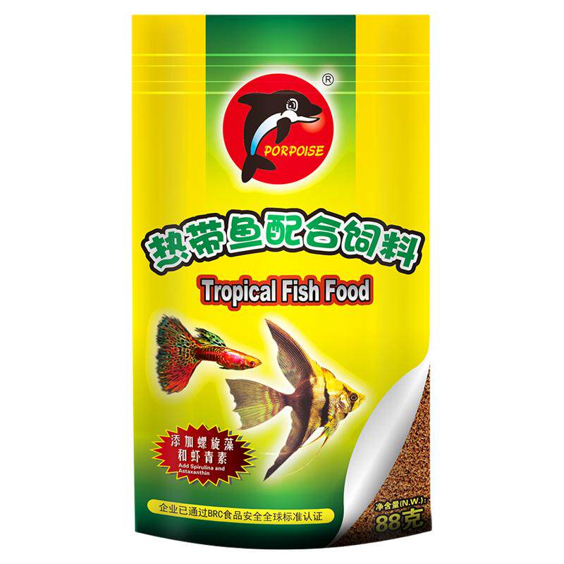 海豚牌鱼粮小型热带鱼配合饲料薄片颗粒孔雀凤尾三湖螺旋藻通用型