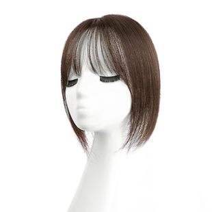 【无需发卡】假发女片头顶真发遮白发增发量自然前额魔术贴补发片