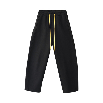 文艺松紧腰加绒弯刀休闲裤