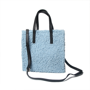 2024秋冬季毛毛包包女毛绒格子托特包女小众设计日韩手提包大容量