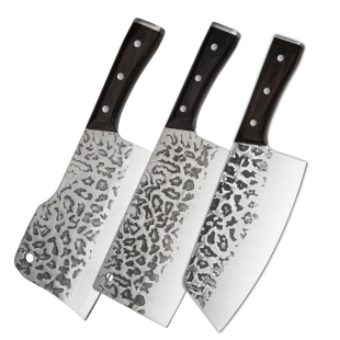 龙泉锻打菜刀家用锰钢厨师专用切片刀切肉刀砍骨斩切两用刀具套装