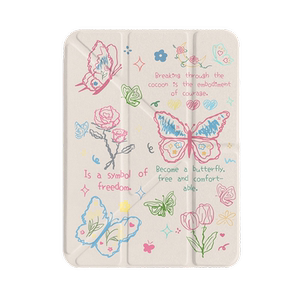 ins彩色蝴蝶Y+三折适用ipadair6保护套air5/4新款ipad10带笔槽11寸防摔10.2/10.9苹果平板保护套pro2024女款