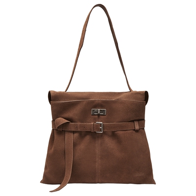 真美诗牛皮简约通勤大容量托特包