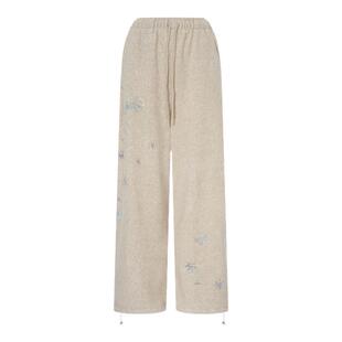 TCH静奢云呢灰璀璨星烫钻垂感软糯阔腿宽松加绒休闲裤女2025新款