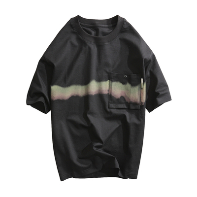 夏新款工装口袋渐变短袖T恤男