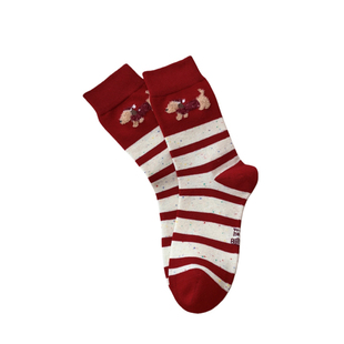 本命年袜子女踩地袜小人图案纯棉无骨可爱卡通新年礼物结婚中筒袜