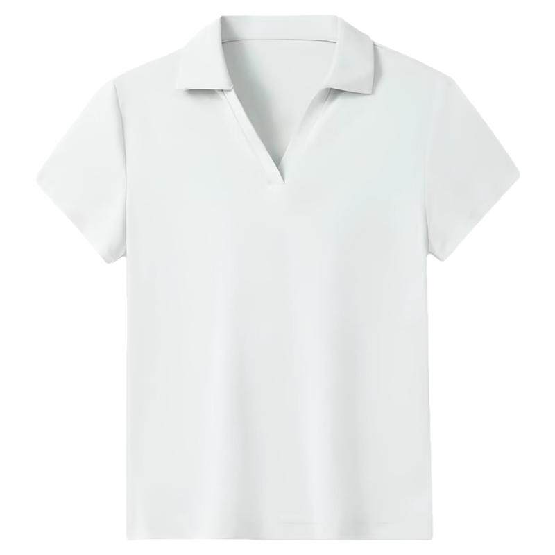 骆驼短袖T恤女装夏季新款显瘦设计感高弹透气v领休闲运动polo上衣