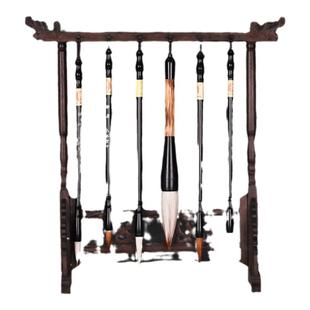 六品堂笔架毛笔挂毛笔架笔挂简约现代学生文房四宝复古挂毛笔的笔架鸡翅木实木创意摆件全套毛笔架子书法挂架