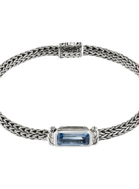 JH男925银宝石编织手链